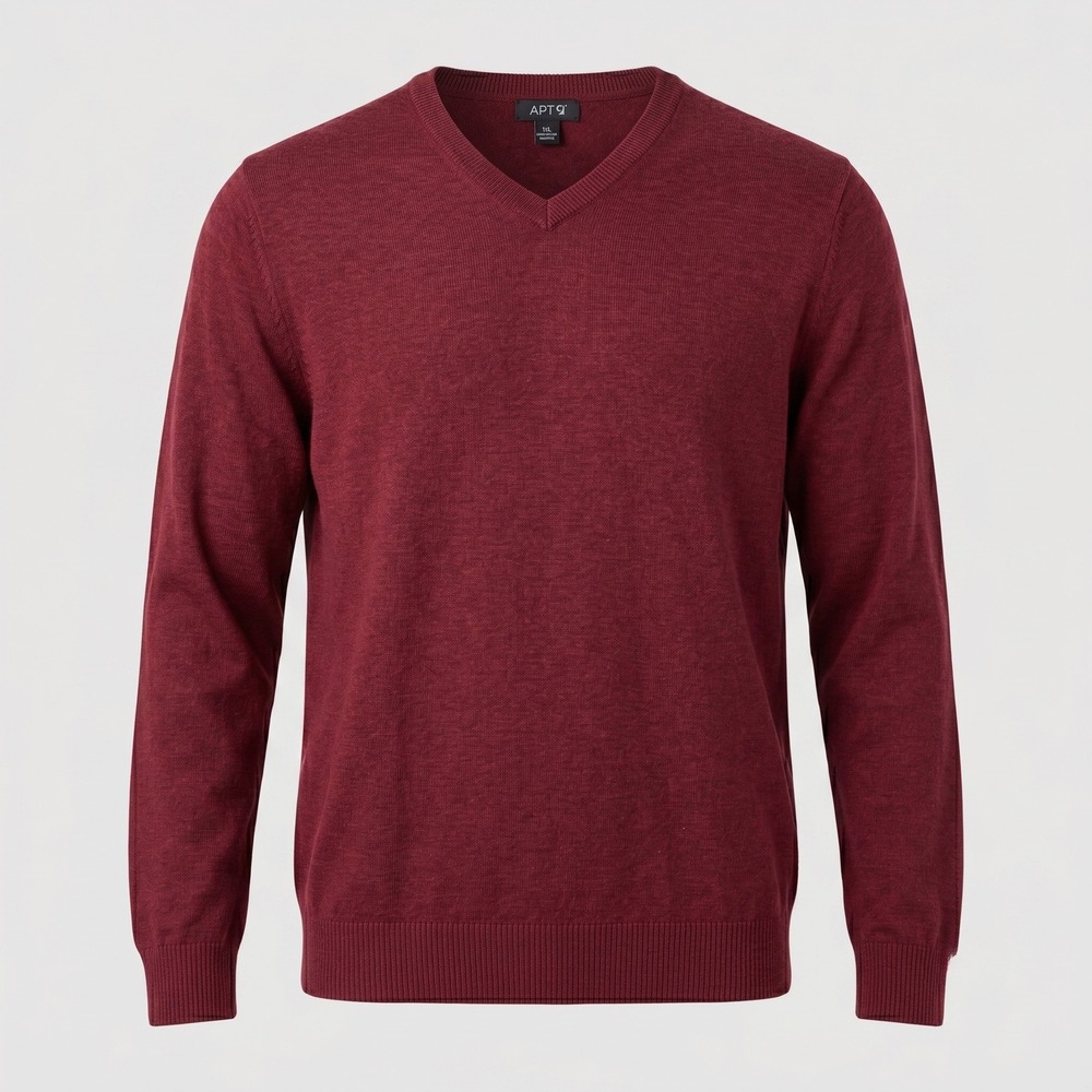 Apt 9 Mens XXL Red Sweater V-Neck Merino Wool Blend Pullover